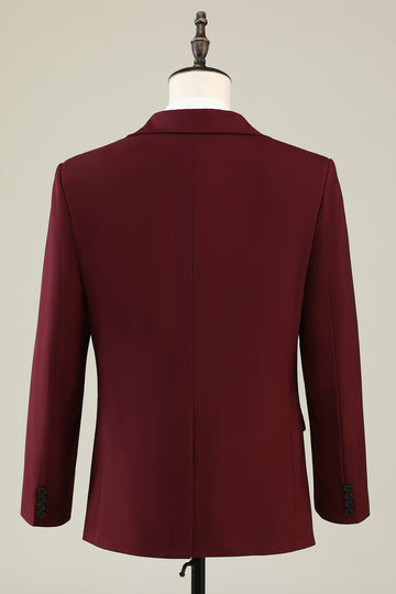 Burgund Peak Lapel 3 Piece Menns Prom Drakter